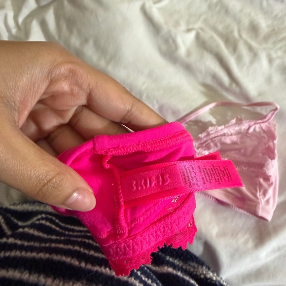 SKIMS Hot Pink and Light Pink Lace Bralette Set - Picture 6 of 6